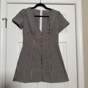 Brown and White Checkered Dress